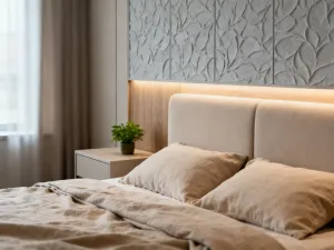 Nowoczesna sofa o szerokości 180 cm z funkcją spania w przytulnym, jasnym salonie utrzymanym w minimalistycznym stylu.